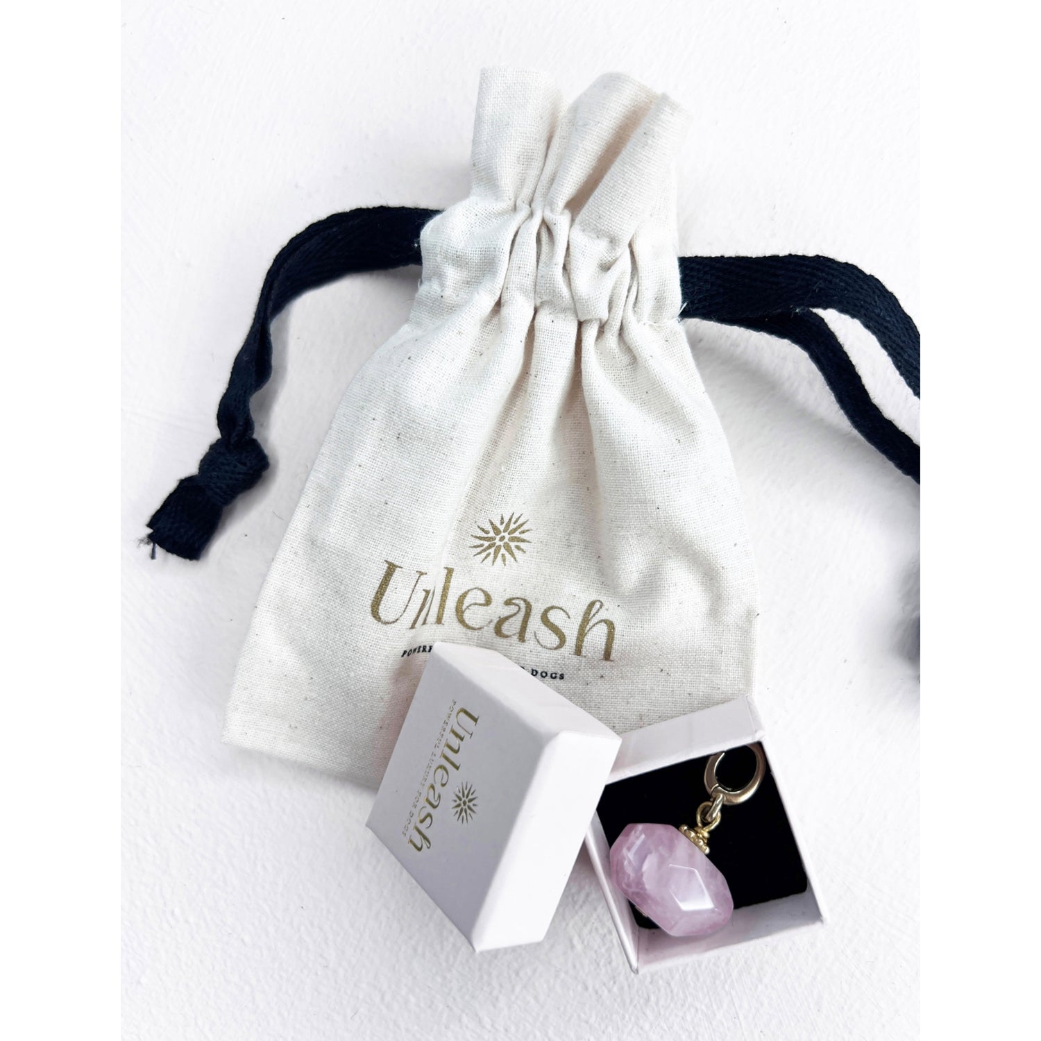 Unleash Cph Love brass rose quartz dog collar charm (British brand)