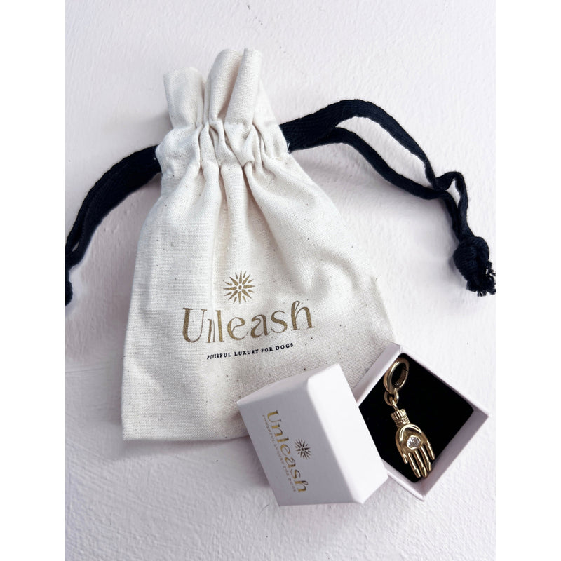 Unleash Cph dog collar charm brass and zircon 3.8cm, imported from the UK