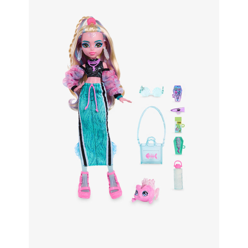 Monster High Lagoona Blue doll with pet piranha 28.5cm - British product