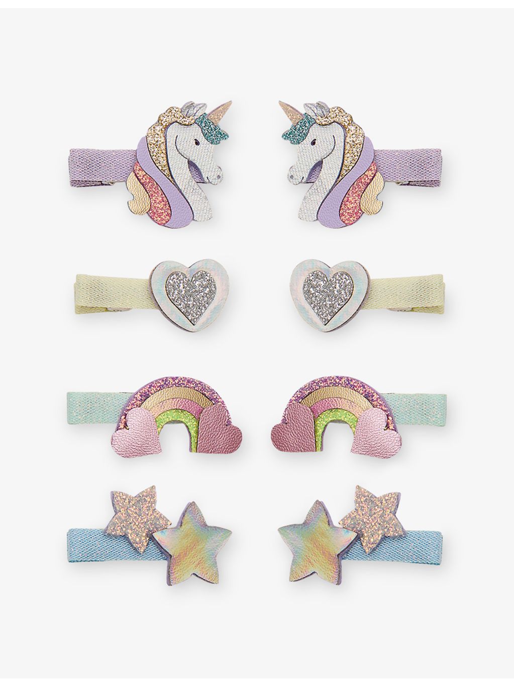 Mimi & Lula unicorn hair clips set of eight, UK version