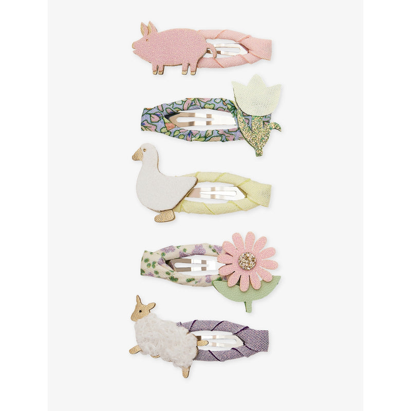 Mimi & Lula farmyard hair clips set of five 4cm (British brand)
