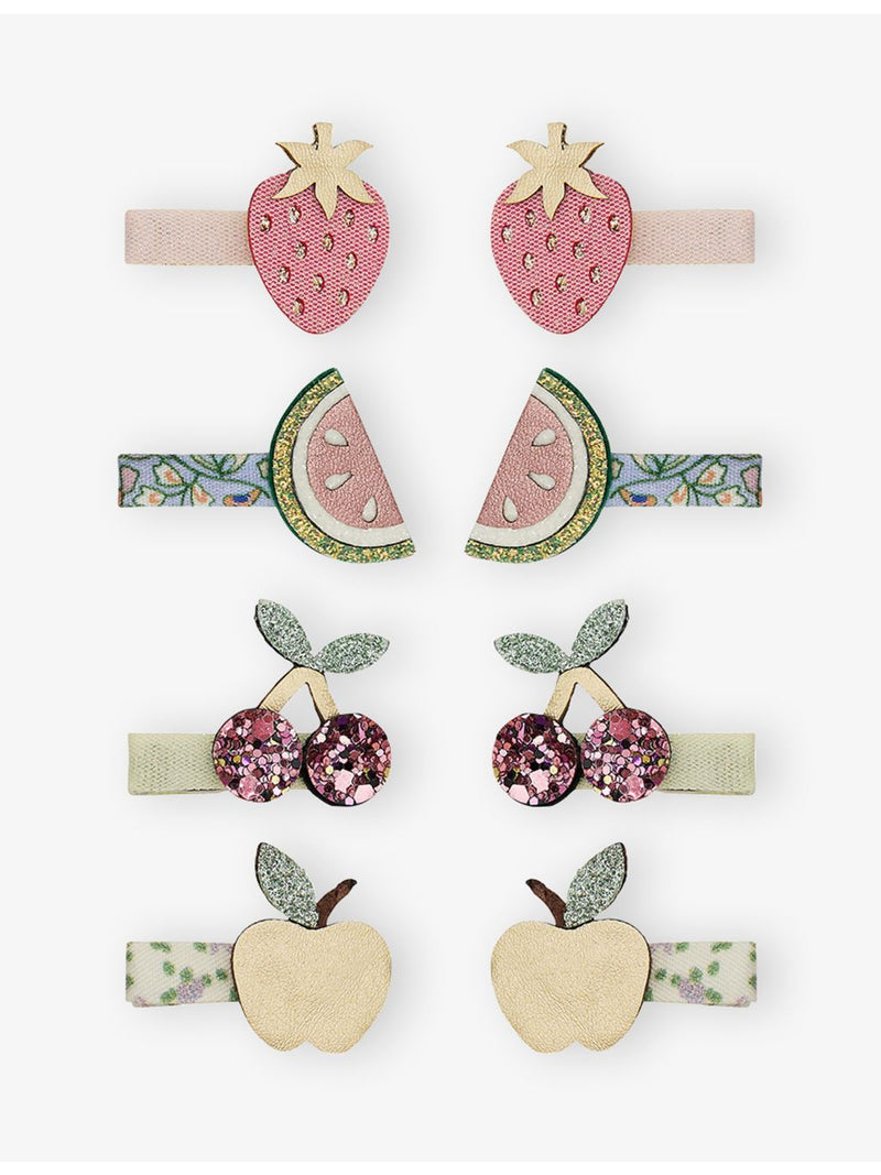 Mimi & Lula fabric hair clips fruit embellishments set of eight, imported from the UK