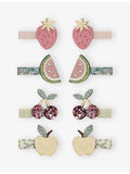 Mimi & Lula fabric hair clips fruit embellishments set of eight, imported from the UK