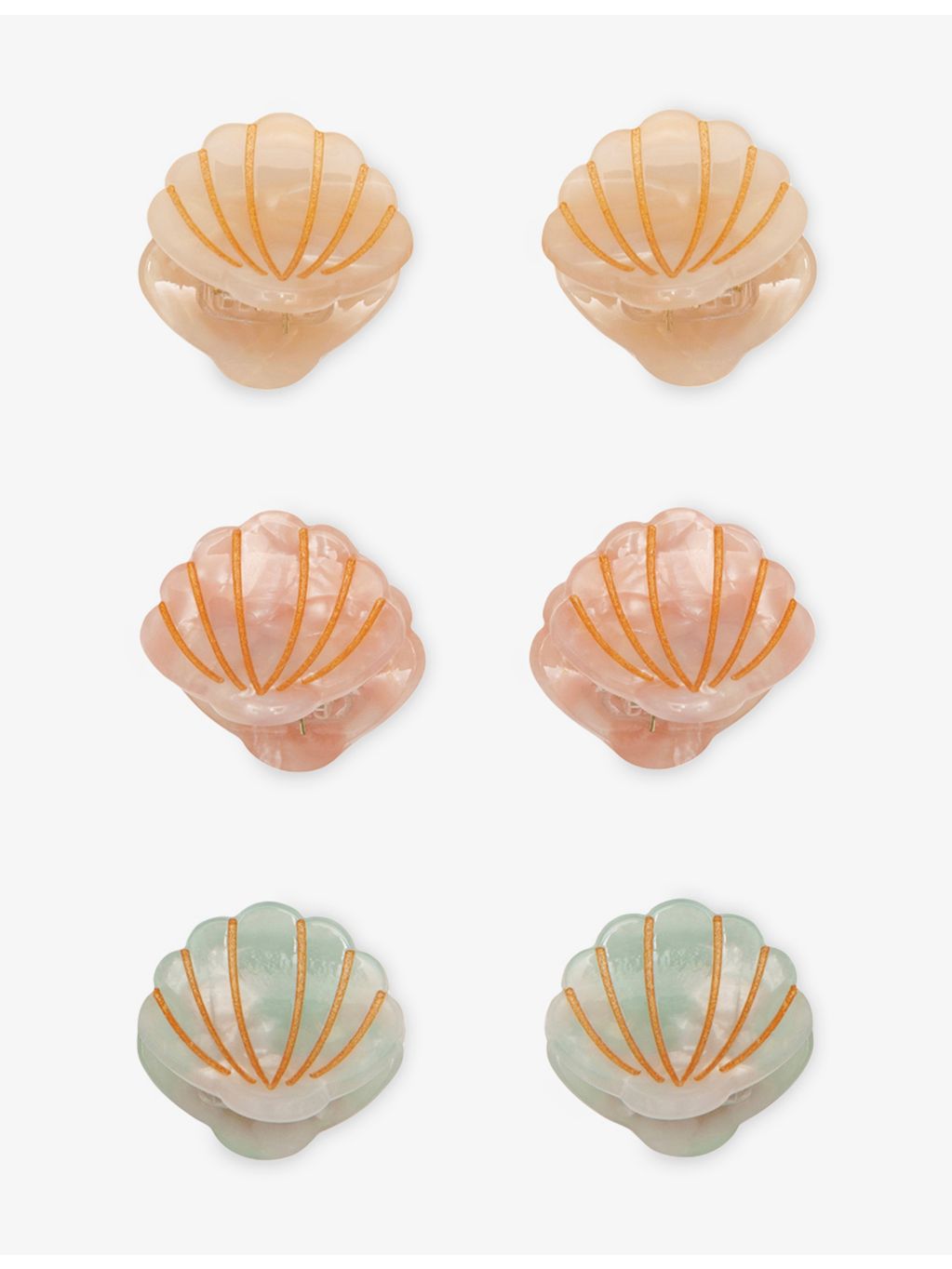 Mimi & Lula shell acetate hair clips set of six (British brand)