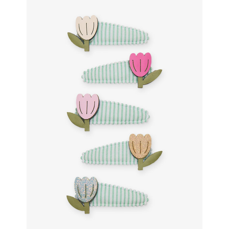 Mimi & Lula tulip fabric hair clips set of five (British brand)