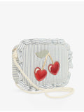 Mimi & Lula woven cross-body bag in cherry stripe (British brand)