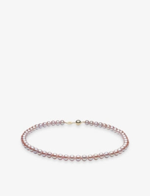 Yoko London 18ct gold pink freshwater pearl necklace, imported from the UK