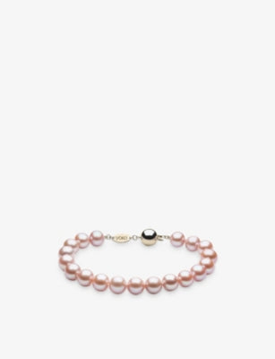 Yoko London 18ct gold freshwater pink pearl bracelet, imported from the UK