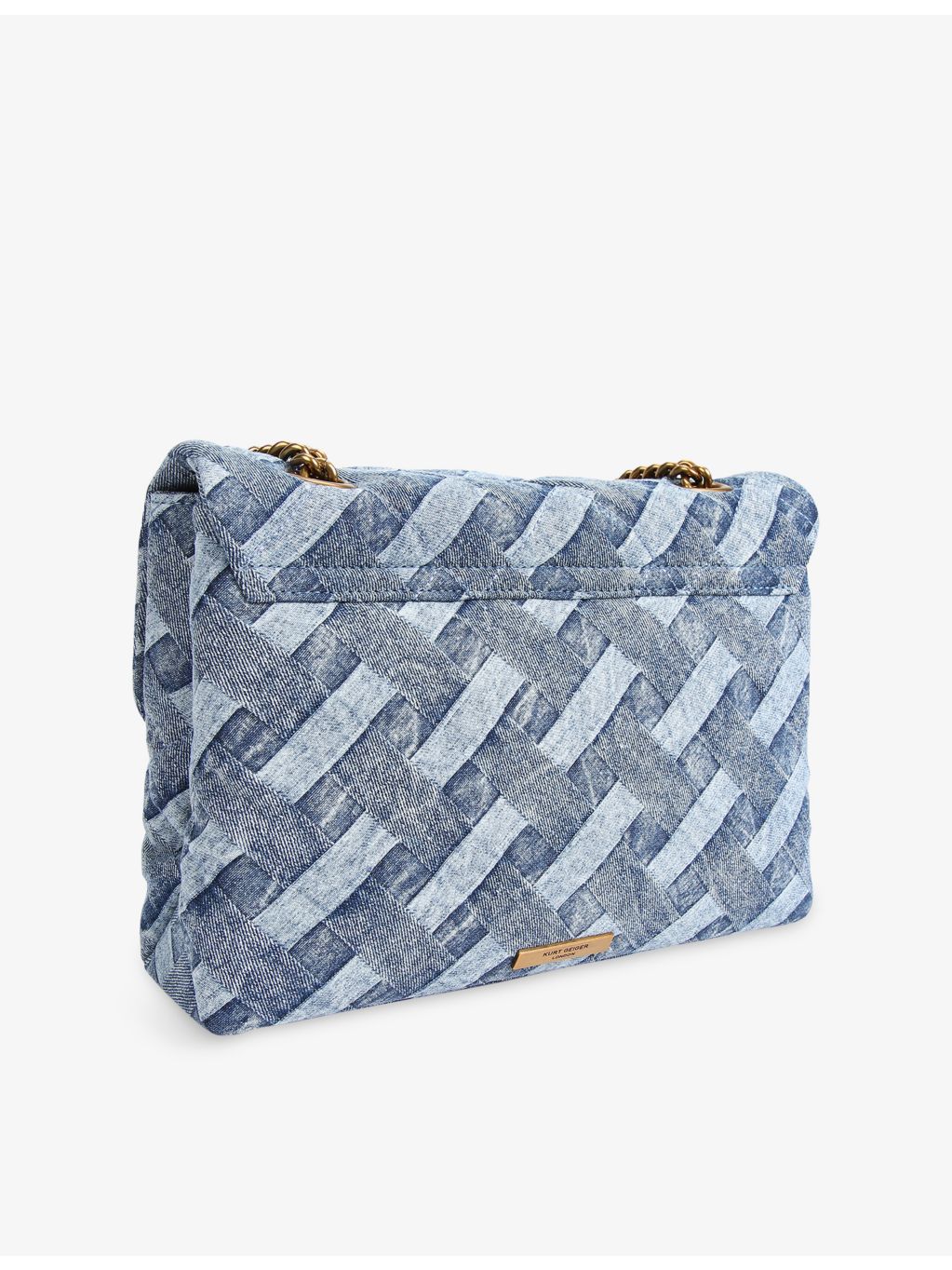 Kurt Geiger Kensington large denim shoulder bag, imported from the UK