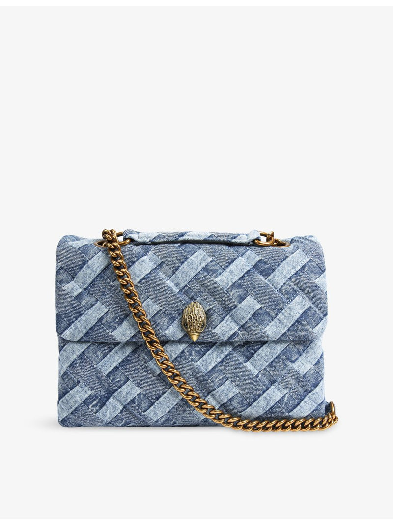Kurt Geiger Kensington large denim shoulder bag, imported from the UK