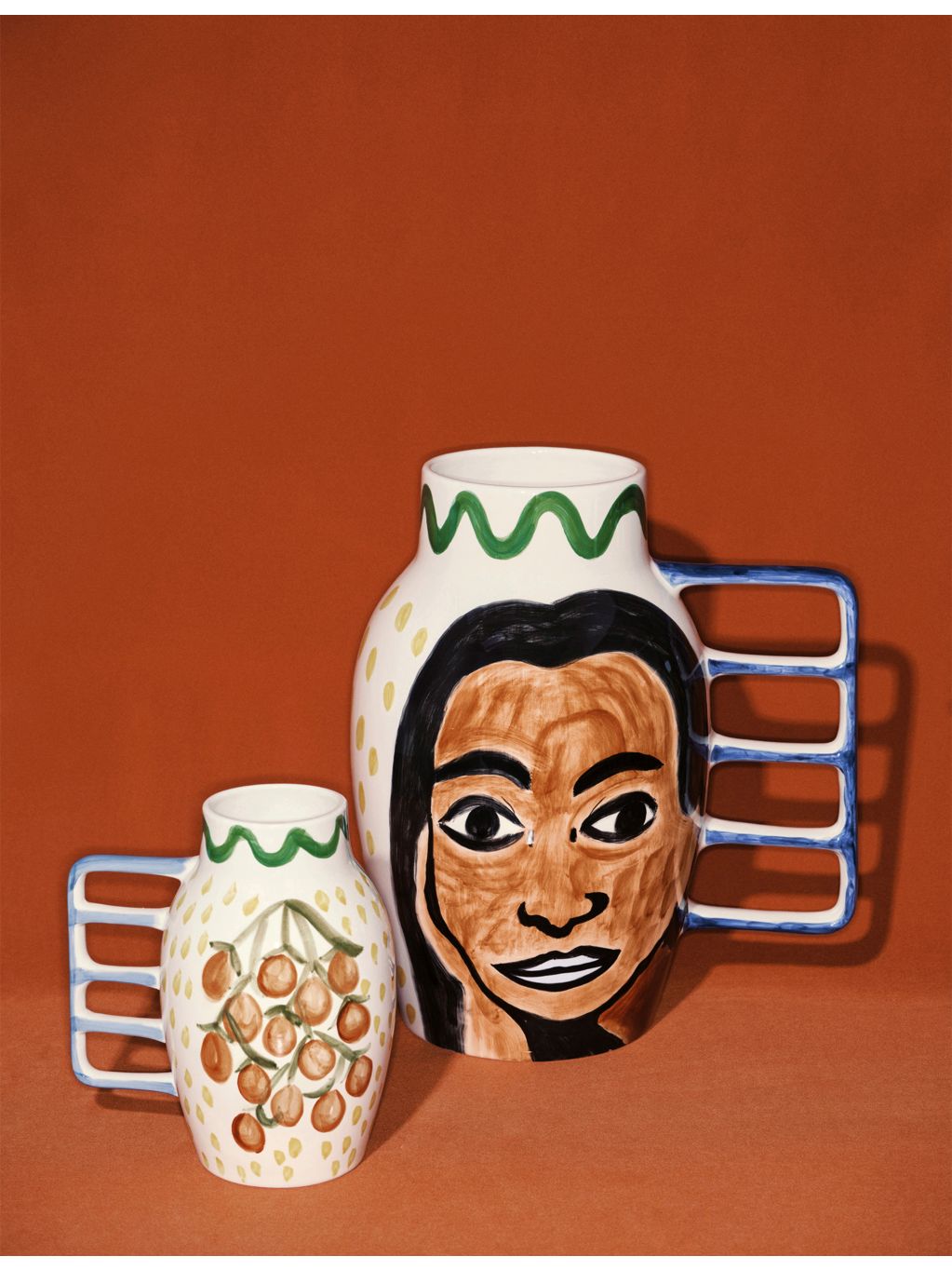 Serax hand-painted ceramic vase with sculptural handle - British product