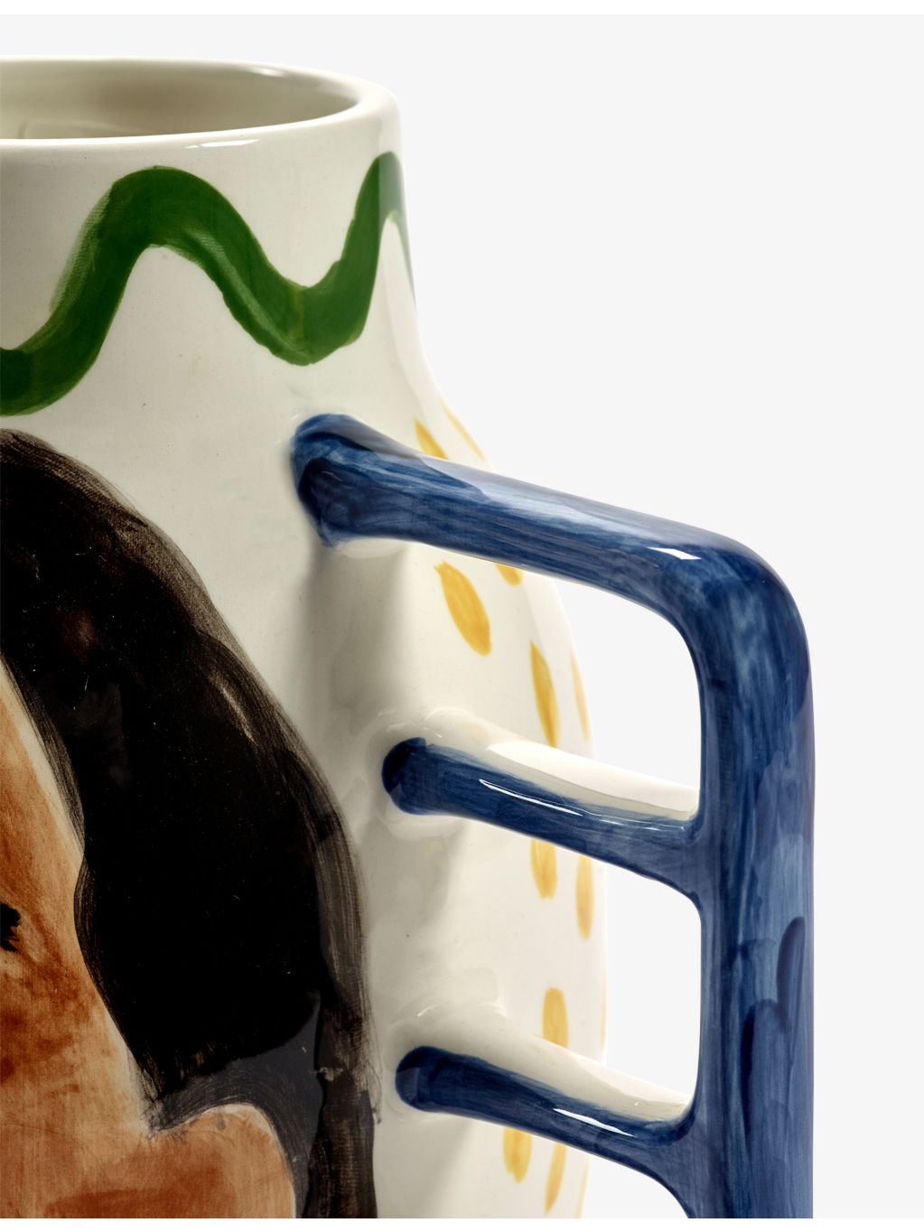 Serax hand-painted ceramic vase with sculptural handle - British product