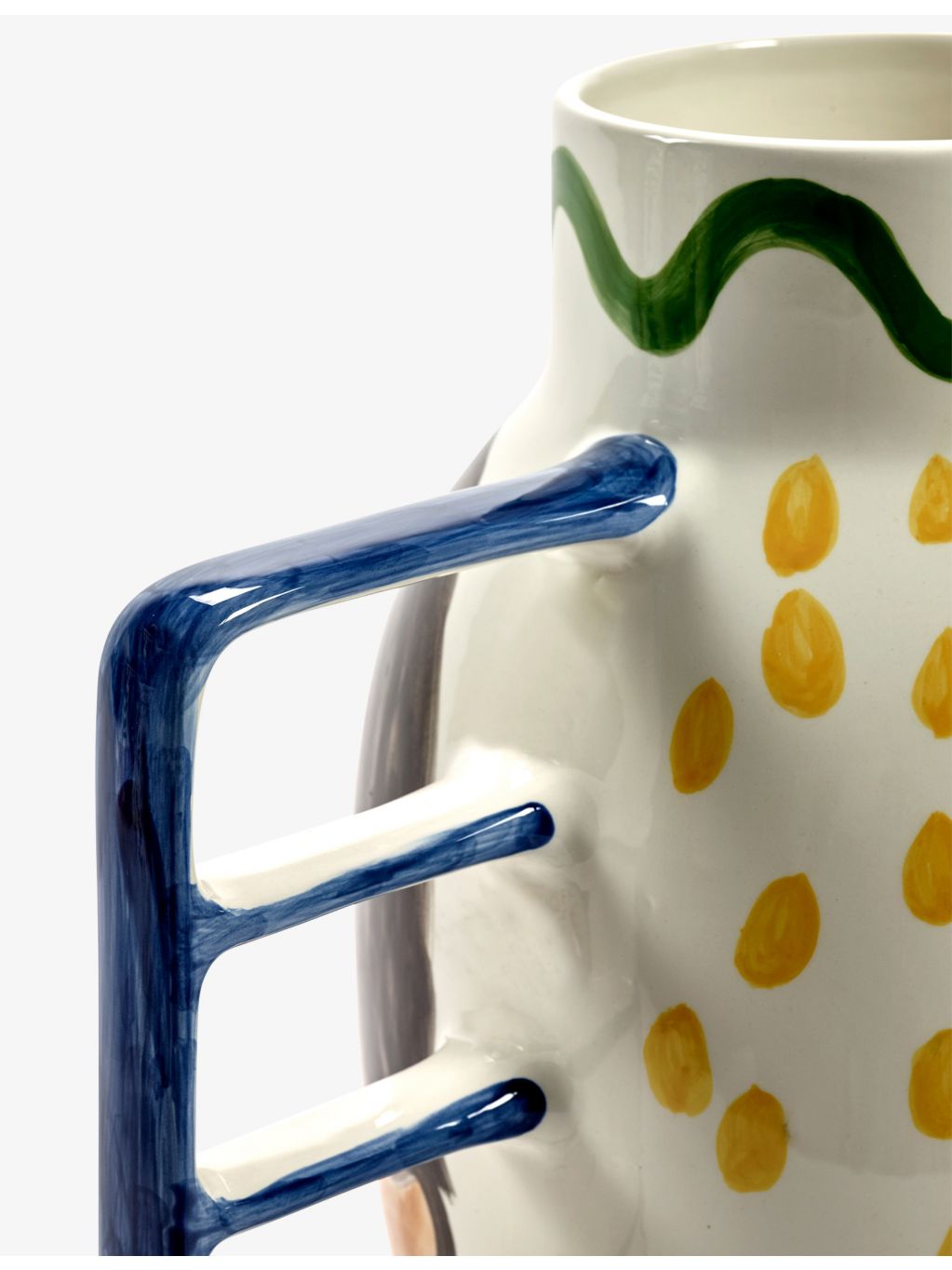 Serax hand-painted ceramic vase with sculptural handle - British product