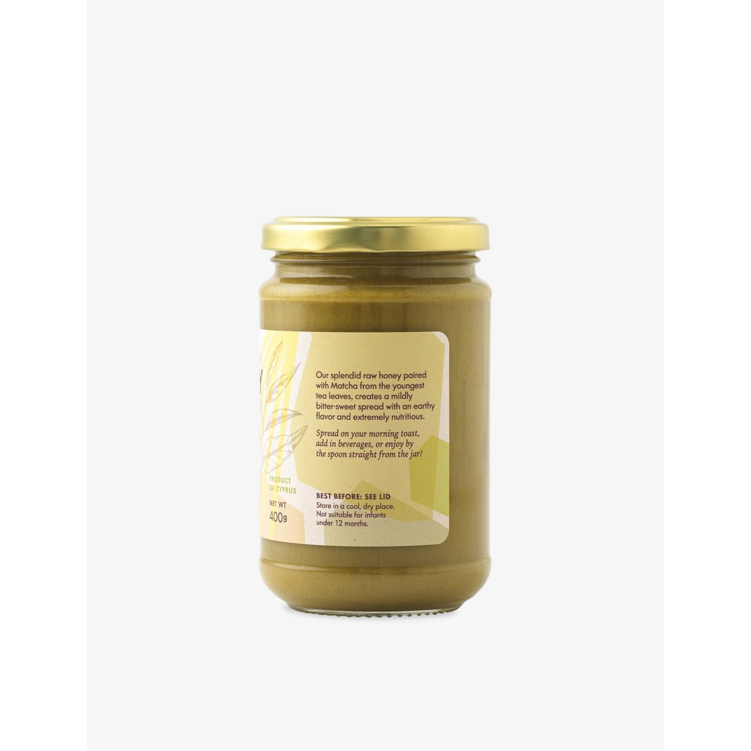Mellona raw honey with matcha 400g, imported from the UK