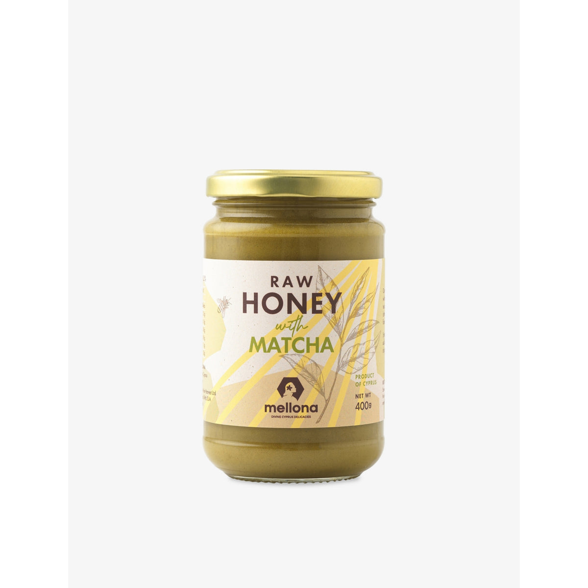Mellona raw honey with matcha 400g, imported from the UK