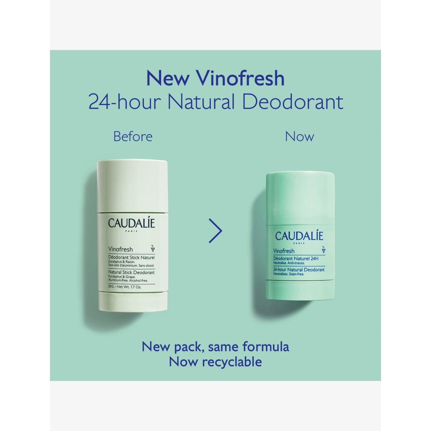 Caudalie Vinofresh stick deodorant 50g (British brand)