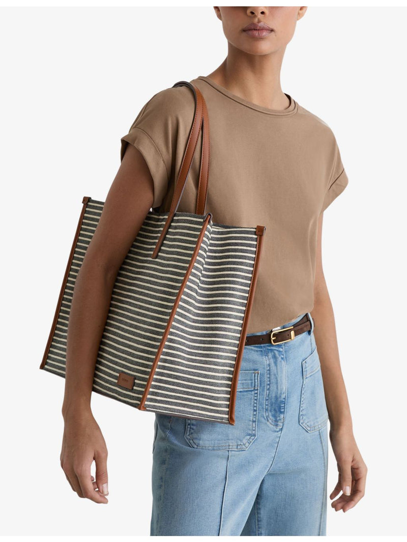 Reiss Sacha striped canvas tote bag in all-over stripe pattern - British product