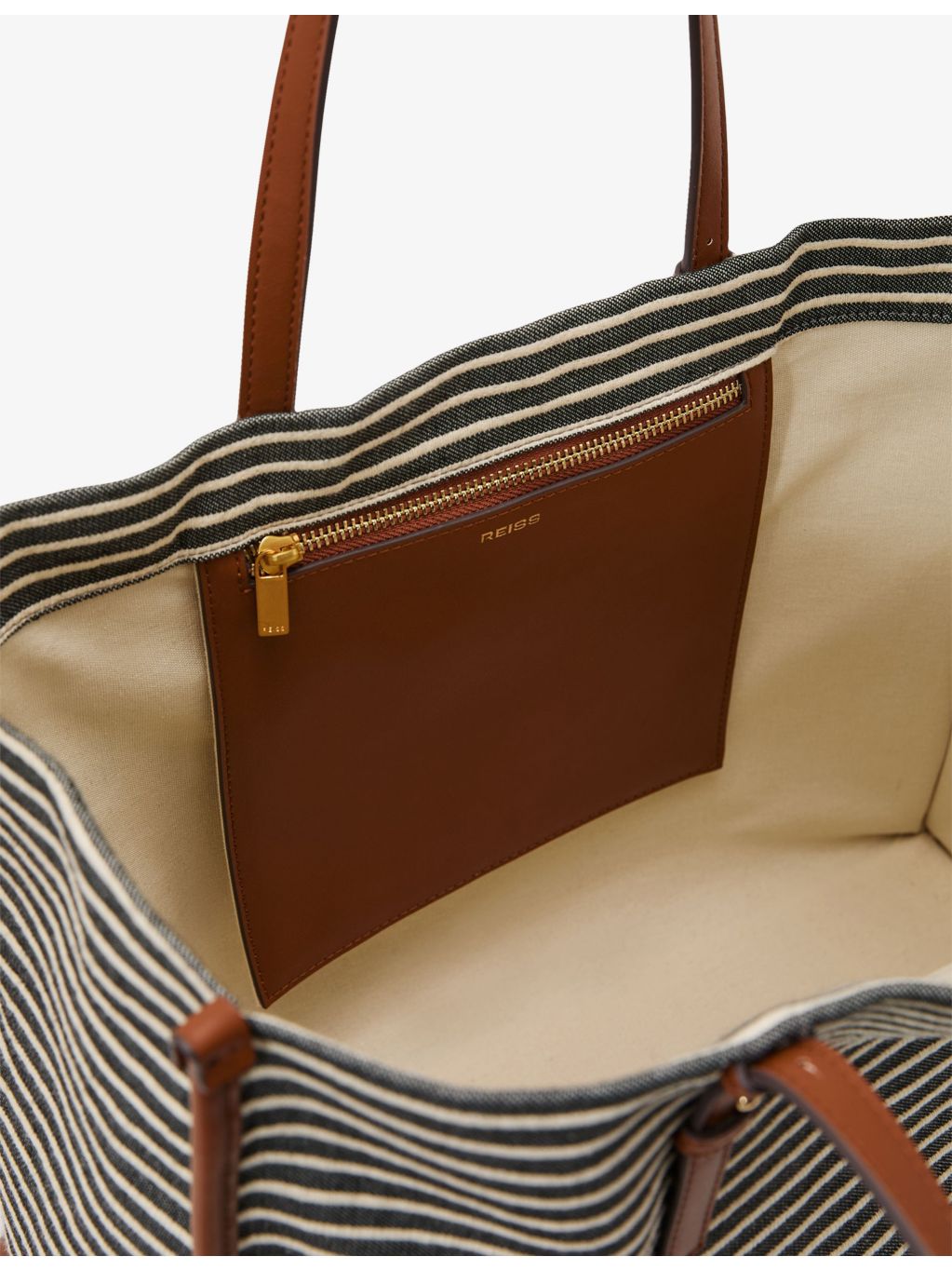 Reiss Sacha striped canvas tote bag in all-over stripe pattern - British product