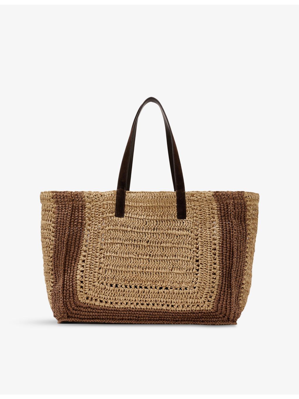 Reiss two-tone raffia tote bag, imported from the UK