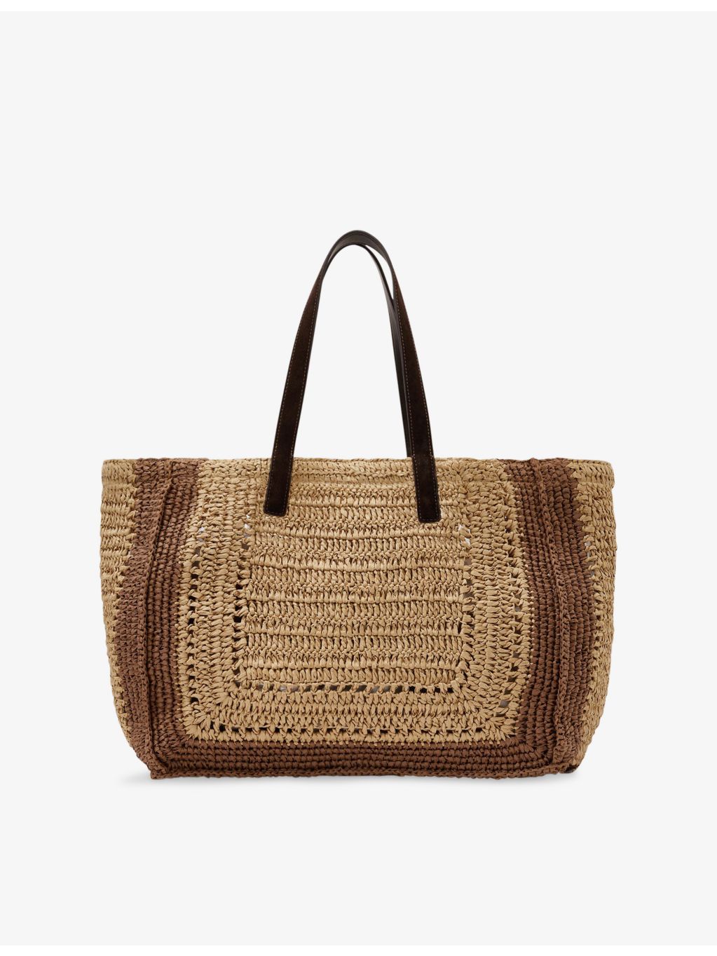 Reiss two-tone raffia tote bag, imported from the UK