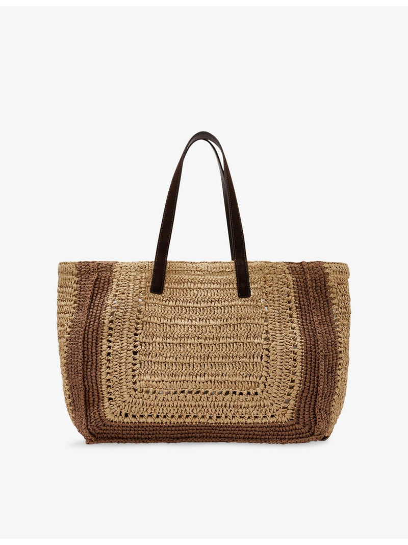 Reiss two-tone raffia tote bag, imported from the UK
