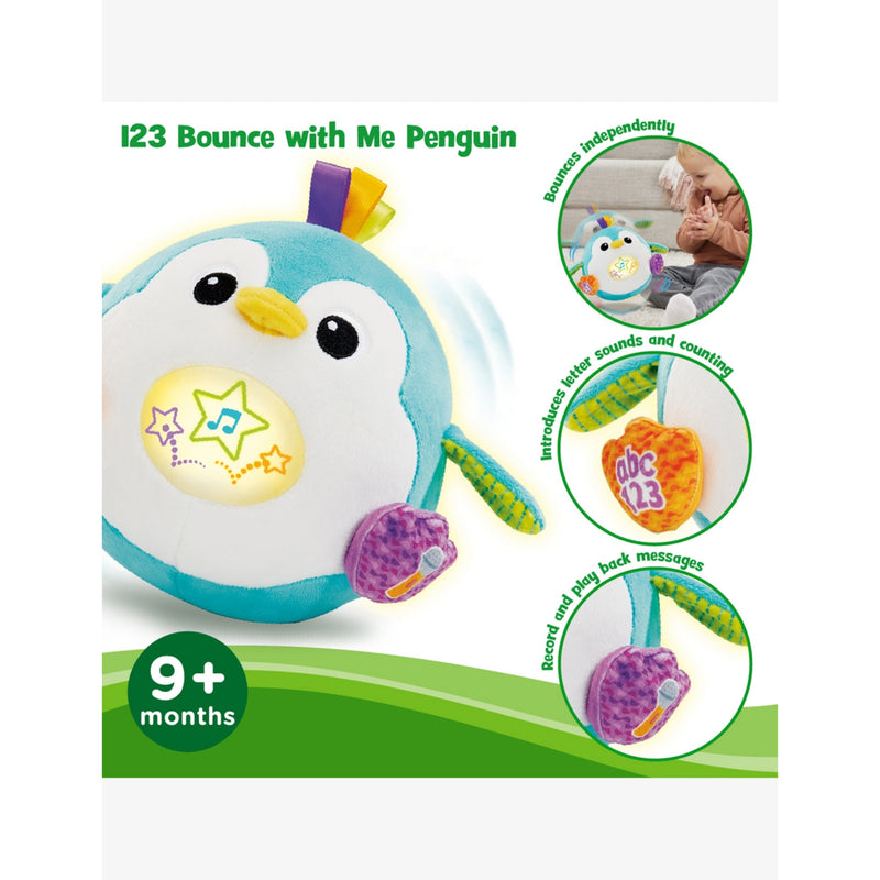 Leapfrog 123 Bounce Penguin interactive soft toy 14cm, imported from the UK