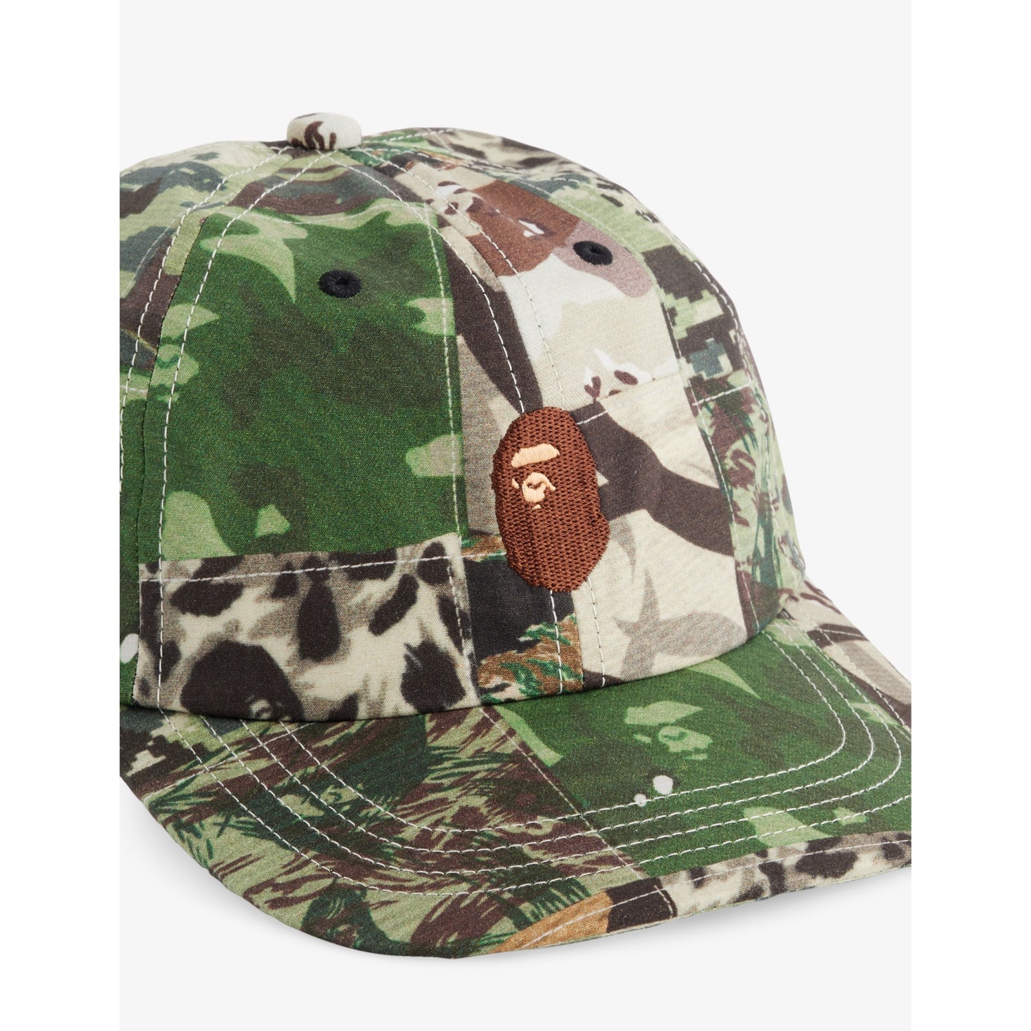 A Bathing Ape camouflage patchwork cotton cap (British brand)