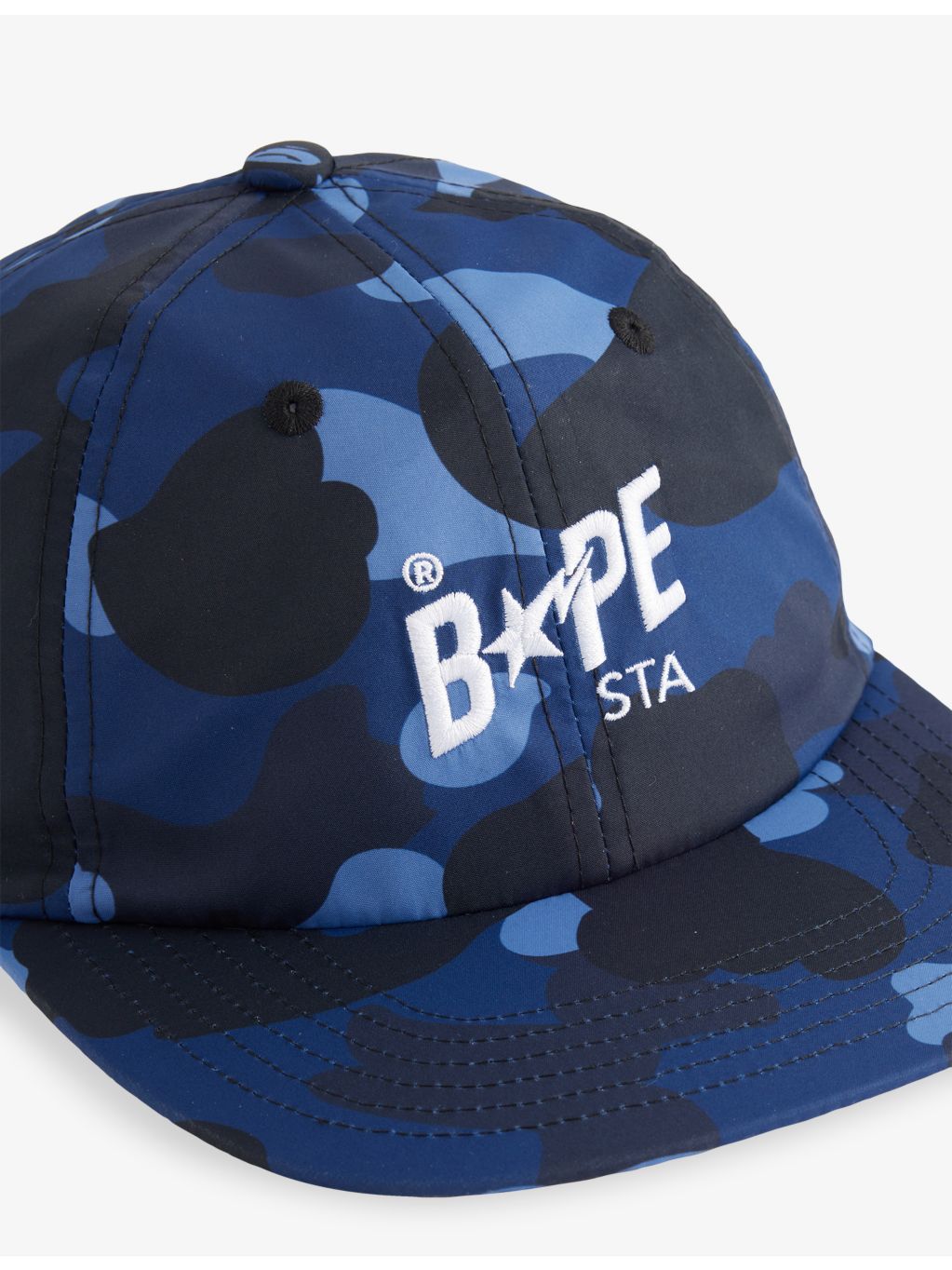 A Bathing Ape camo logo-embroidered woven cap, UK version