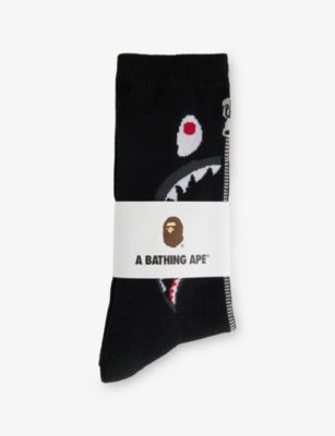 A Bathing Ape Shark-Print Cotton-Blend Socks