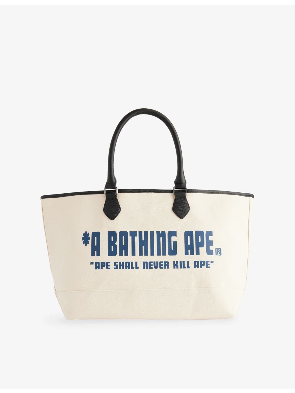 A Bathing Ape logo-print canvas tote bag 30x40cm, imported from the UK