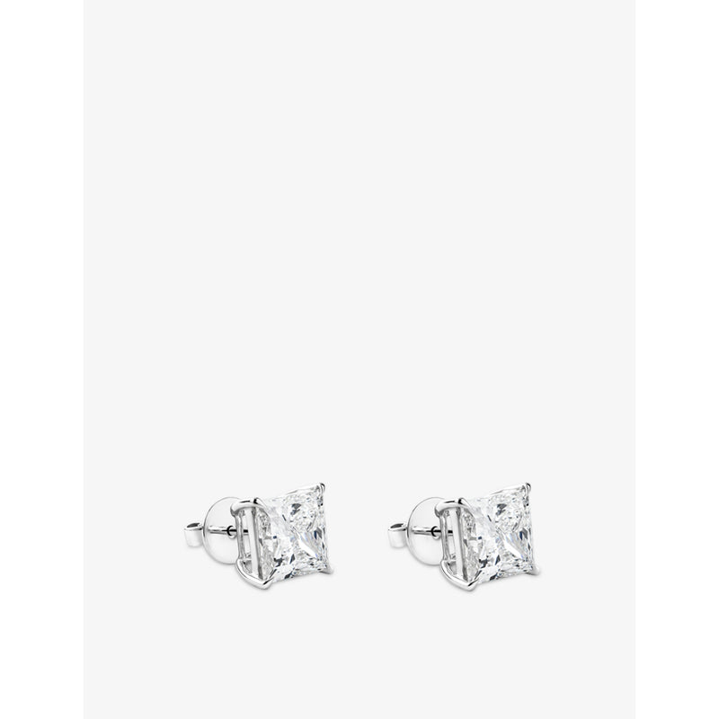 The Diamond Lab princess-cut 8.03ct lab-grown diamond stud earrings - British product