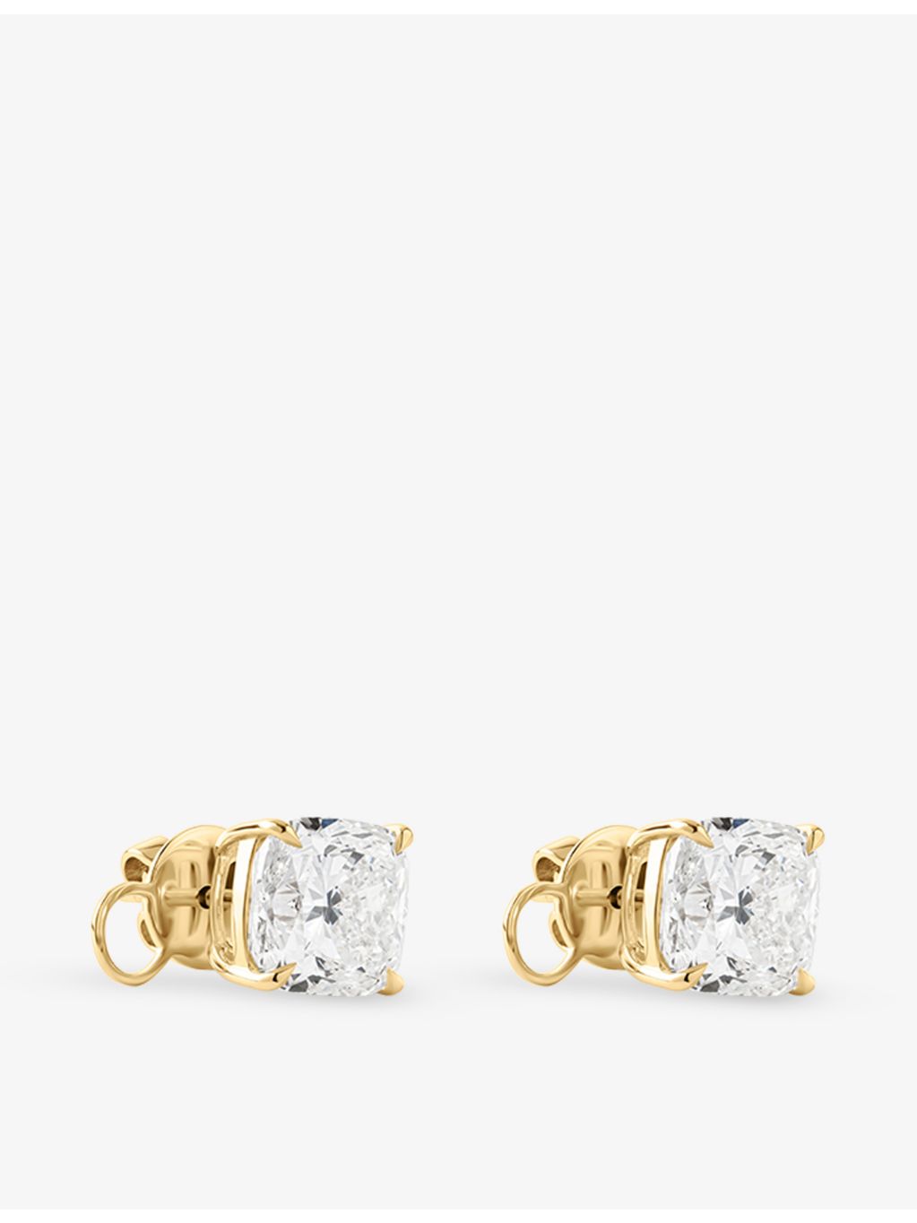 Diamond Lab 18ct yellow gold cushion-cut diamond stud earrings 8.09ct (British brand)