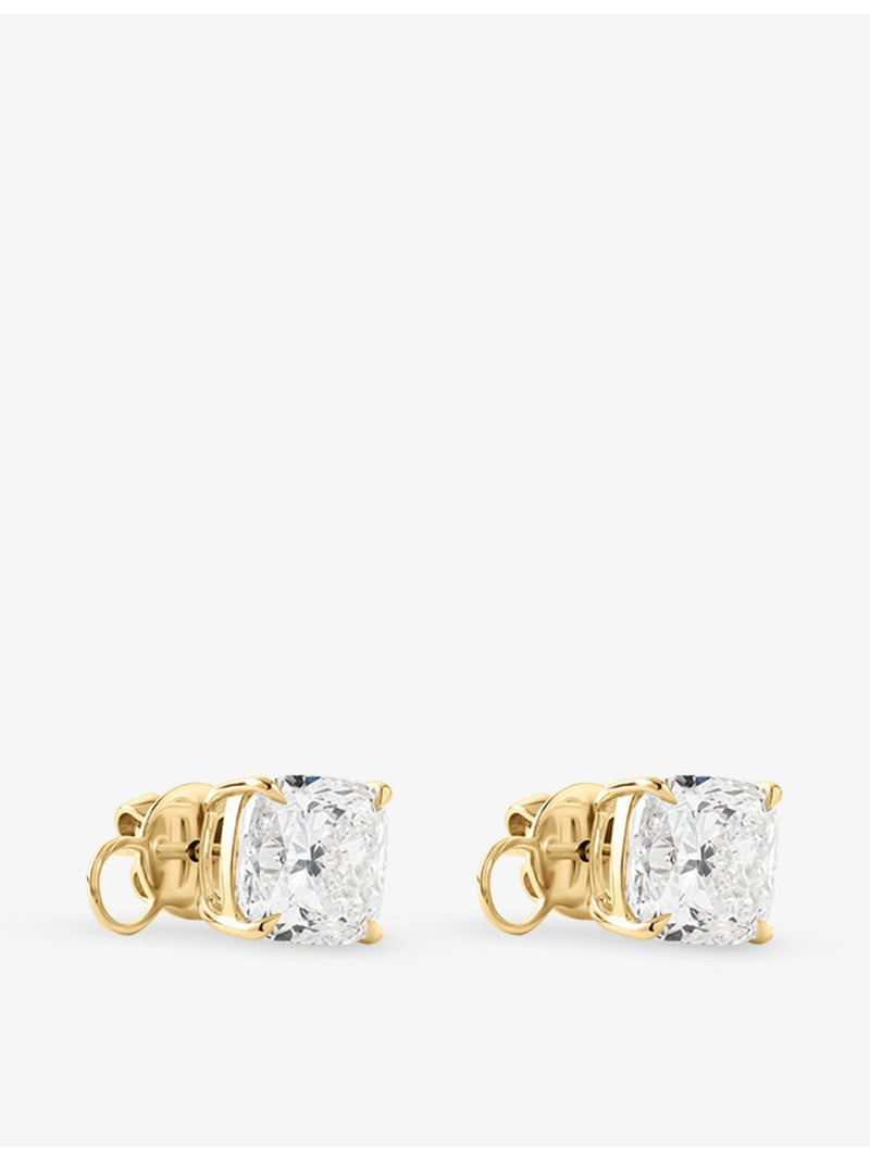 Diamond Lab 18ct yellow gold cushion-cut diamond stud earrings 8.09ct (British brand)