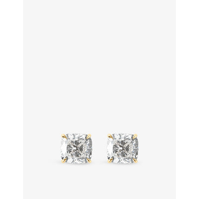 selfridges The Diamond Lab 18ct Yellow Gold 8.09ct Lab-Grown Diamond Cushion Cut Stud Earrings- Buy online at McGrocer