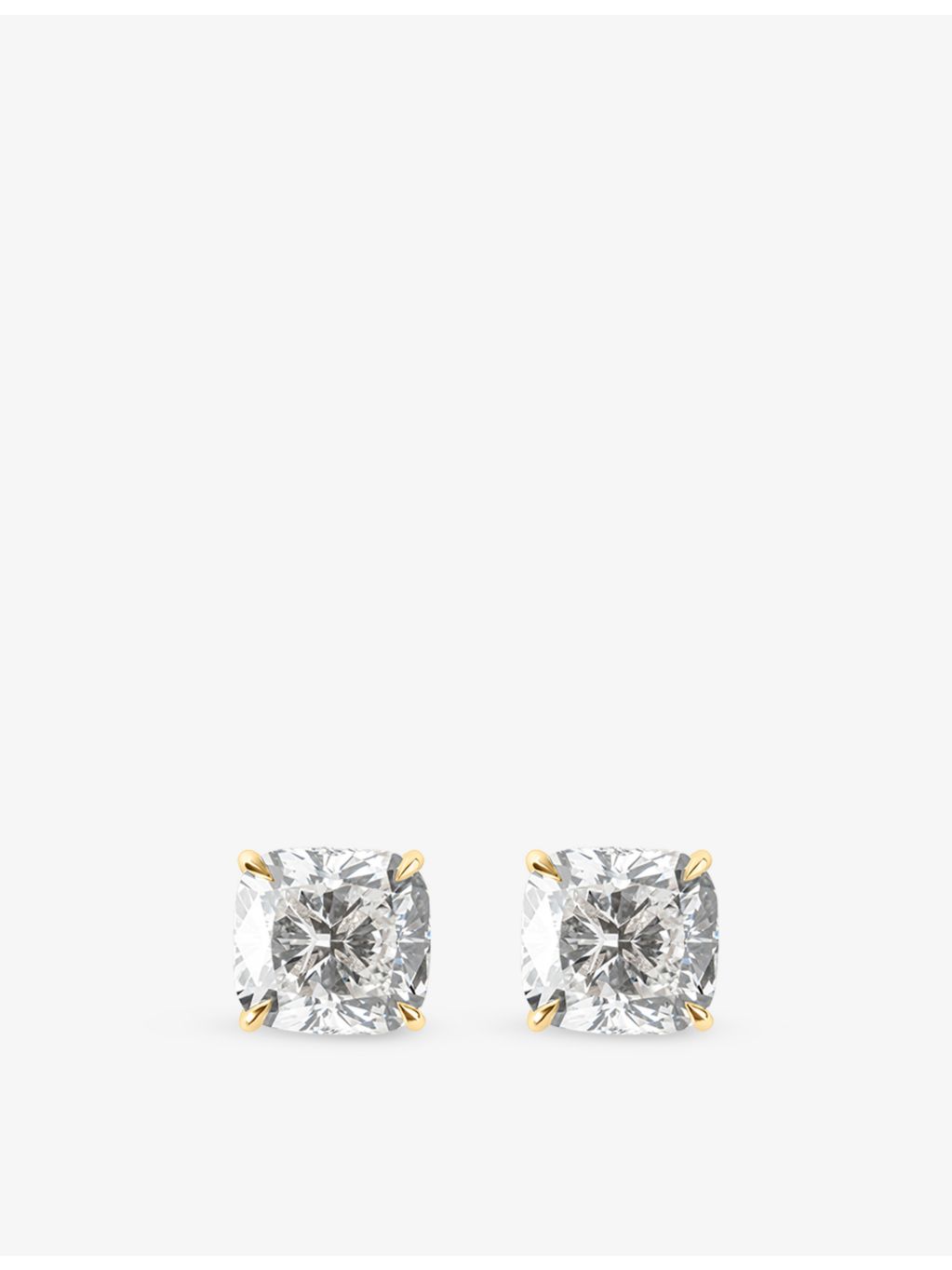 Diamond Lab 18ct yellow gold cushion-cut diamond stud earrings 8.09ct (British brand)