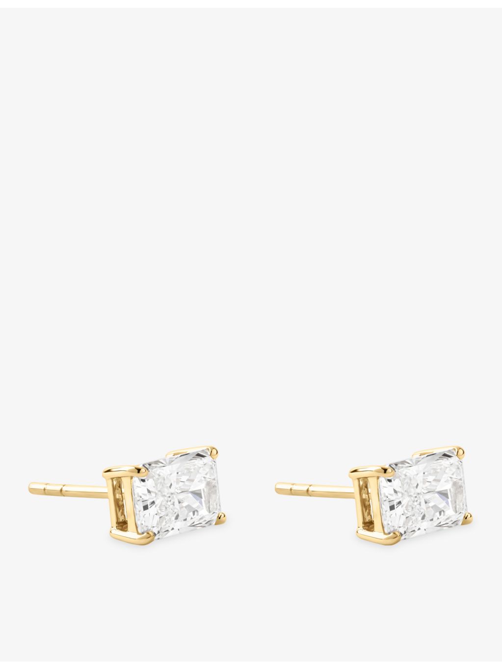 The Diamond Lab 18ct yellow gold radiant-cut diamond stud earrings - British product