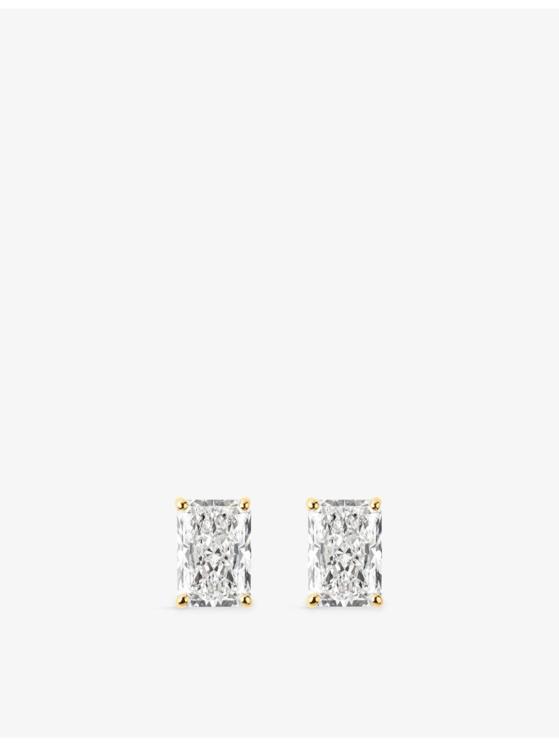The Diamond Lab 18ct yellow gold radiant-cut diamond stud earrings - British product