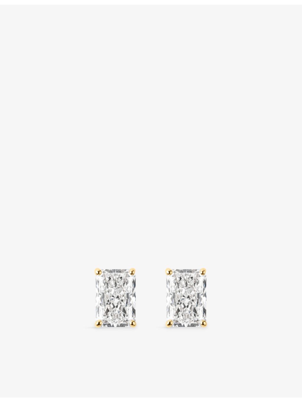 The Diamond Lab 18ct yellow gold radiant-cut diamond stud earrings - British product