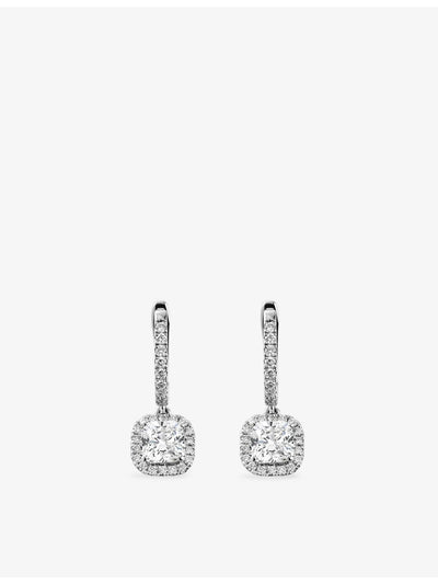 selfridges The Diamond Lab Timeless Cushion-Cut 18ct White Gold 2.43ct Lab-Grown Diamond Drop Earrings- Buy online at McGrocer