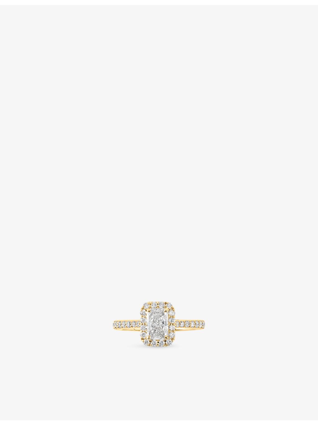The Diamond Lab 18ct yellow-gold halo ring, 1.65ct lab-grown diamond - British product
