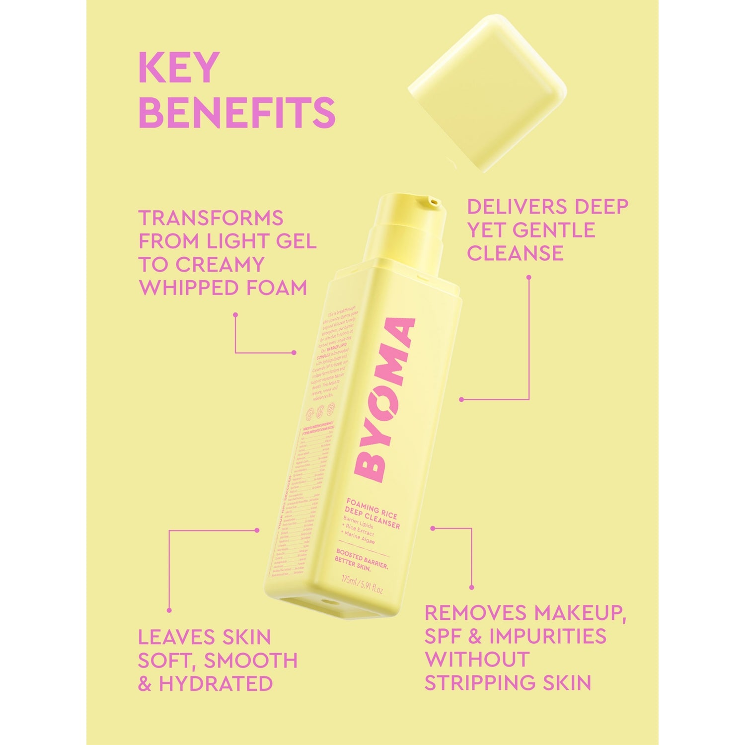 BYOMA foaming rice deep cleanser 175ml (British brand)