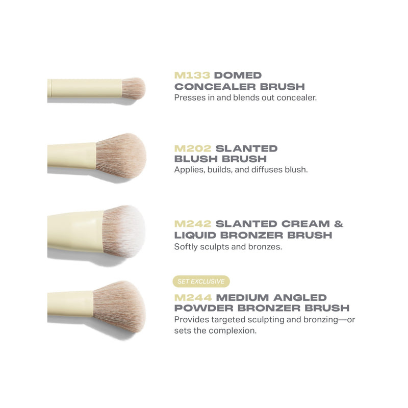 Morphe Buttery Blends four-piece face brush set in butter yellow - British product