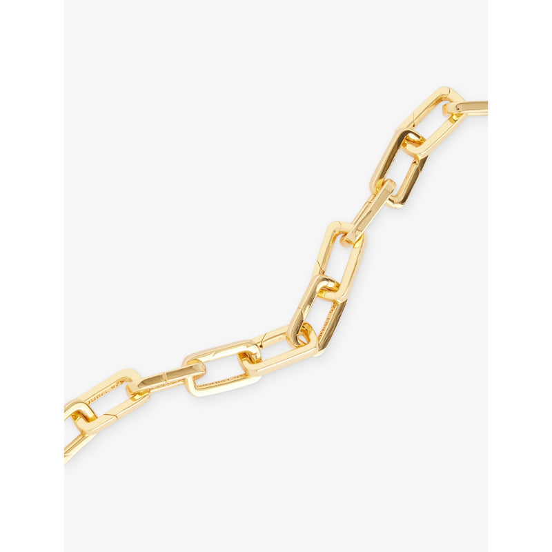 Poubel engraved-link 14ct yellow gold vermeil bracelet 21cm (British brand)