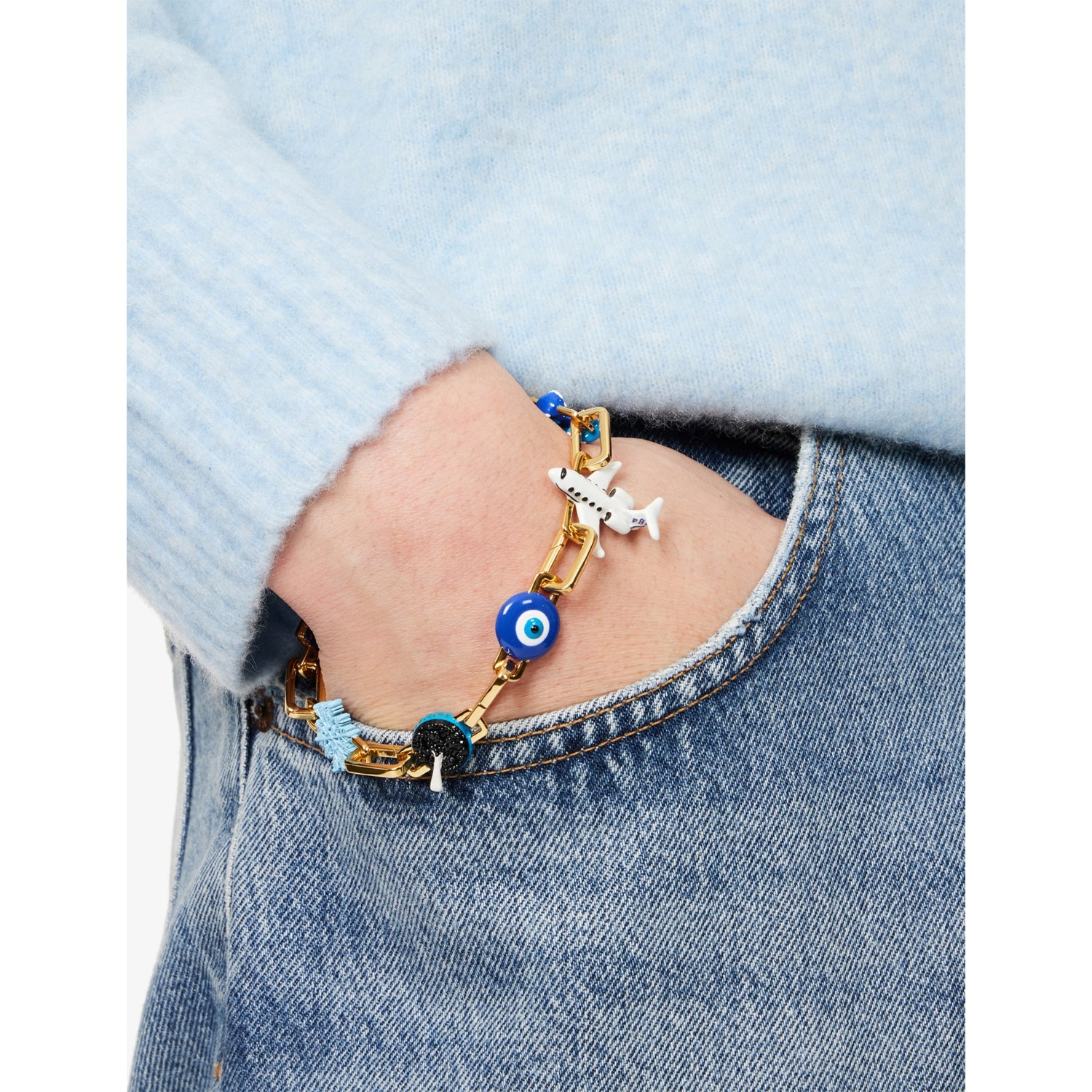 Poubel Globetrotter gold vermeil bracelet 23cm (British brand)