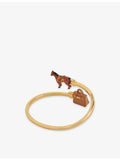 Poubel 14ct gold-plated sterling-silver enamelled bangle with horse bag charms (British brand)