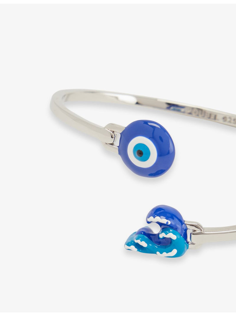 Poubel sterling silver evil eye enamelled bangle (British brand)