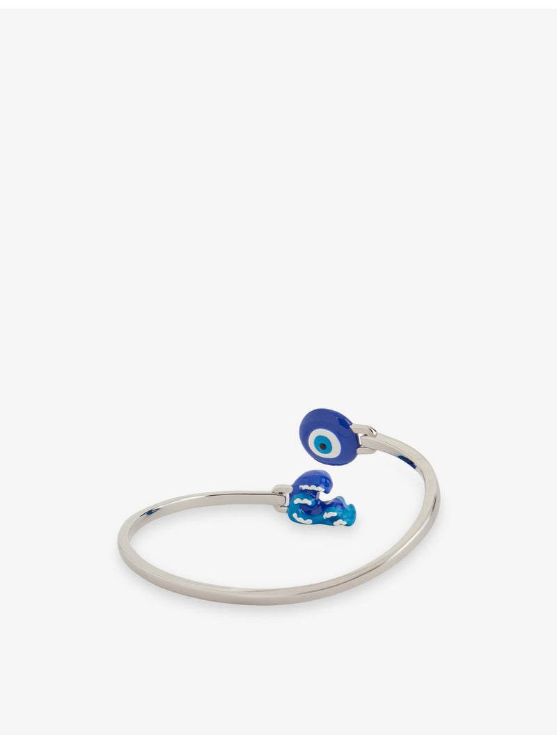 Poubel sterling silver evil eye enamelled bangle (British brand)
