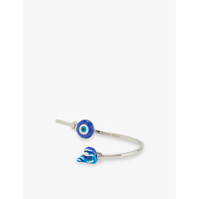 selfridges Poubel Evil Eye La Mer Sterling Silver Enamelled Bangle- Buy online at McGrocer