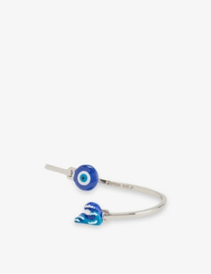 Poubel Evil Eye La Mer Sterling Silver Enamelled Bangle