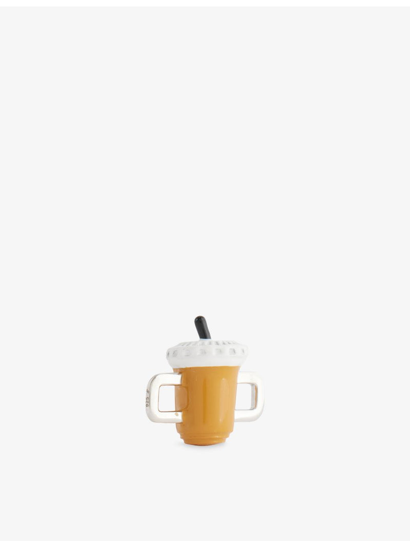 Poubel sterling-silver iced coffee enamel charm - British product